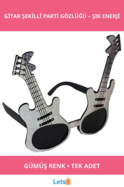 Letsii نظارات حفلات على شكل جيتار فضية اللون