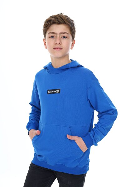 Toontoy أزرق بلون الكوبالت سويت شيرت للأولاد من نوع Relax Fit مكون من بغطاء ر...