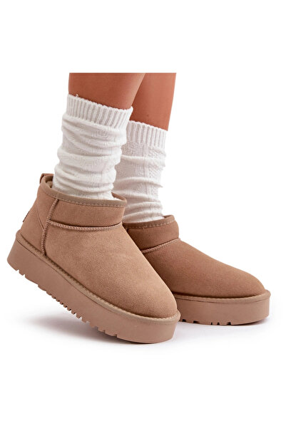 BOTO Cizme De Zăpadă Din Suede Pentru Femei Pe Platformă Bej Nereviana 37