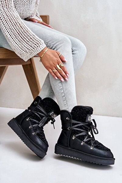 D.Franklin Cizme impermeabile cu platformă vegan DFSH370004 Negre 40