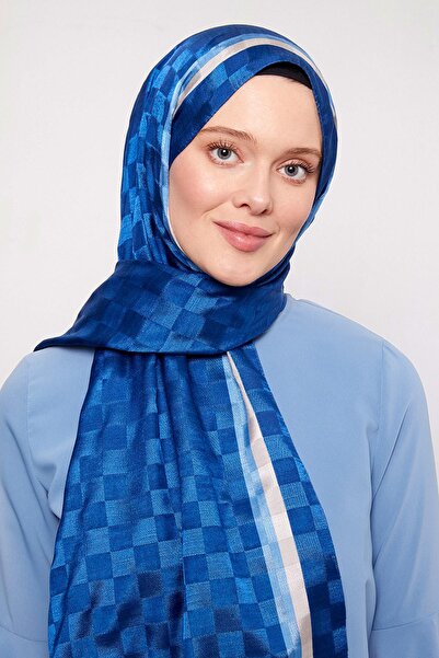 Levidor Saks Çizgili Dama Desen Monogram Şal