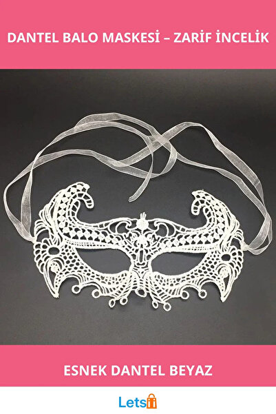Letsii قناع حفلات راقية مصنوع من الدانتيل الأبيض