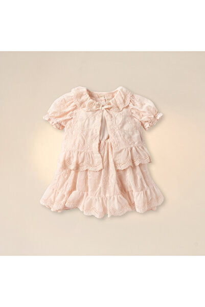 giggles Floral Embroidered Sleeveless Dress and Bolero Jacket Set