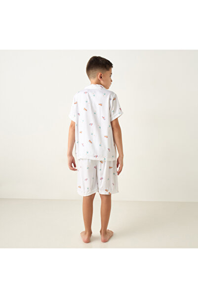Juniors Palm Print Shirt and Shorts Set
