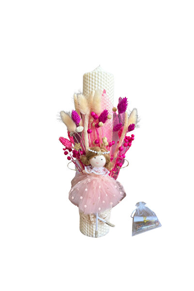 OEM Βαφτιστικό κερί από φυσικό κερί, διακοσμημένο με αποξηραμένα λουλούδια κα...