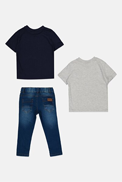 BENCH Toddlers Boy 3 Pieces Short Sleeve Graphic Print T-Shirt And Jeans Set, Multicolor