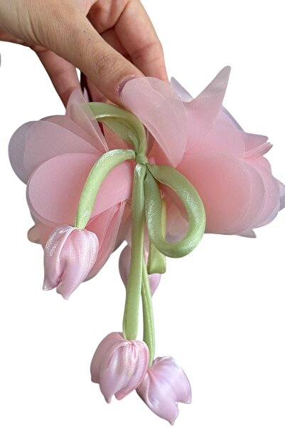 TAKIŞTIR Pink Color Tulip Figured Latch Buckle