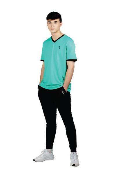 Zaecy تي شيرت رجالي بأكمام قصيرة ورقبة على شكل حرف V