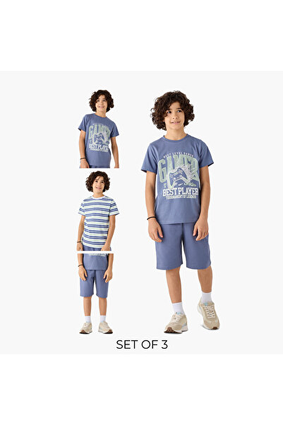 Juniors 3-Piece Printed T-shirts and Shorts Set