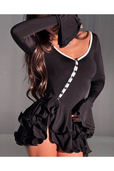 MAYHOŞ BUTİK Kadın volan detaylı mini elbise