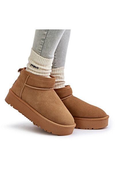 BOTO Cizme De Zăpadă Din Suede Pentru Femei Pe Platformă Camel Nereviana 39