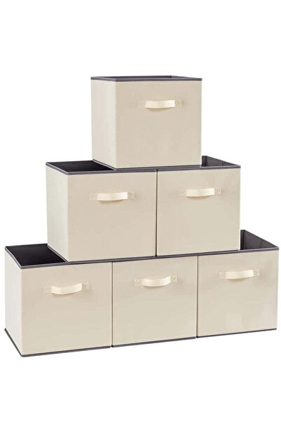 Saharaz مجموعة من 6 صناديق تخزين قابلة للطي، بمقبضين معززين، 33 × 33 × 33 سم،...