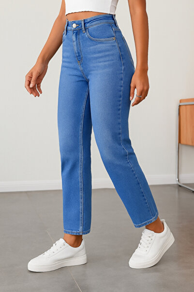 CEDY DENIM Women's High Waist Soho Boyfriend Jean C599-Baby-Blue