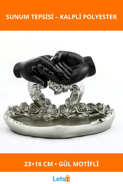 Letsii صينية تقديم أنيقة من البوليستر بتصميم قلب خاص مقاس 23×16 سم