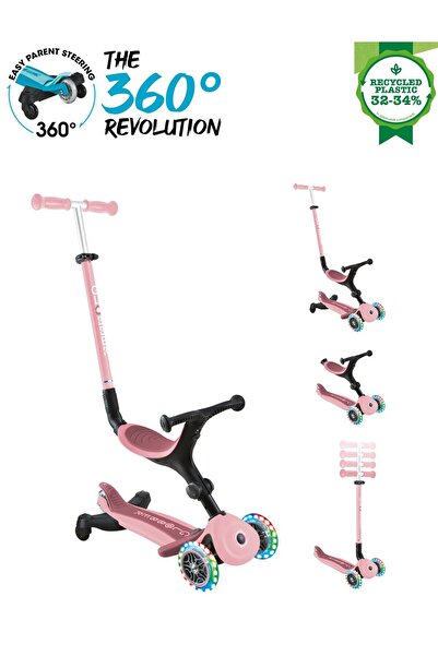 Globber Go-Up 3 in 1 Active scooter, 360 rotation, pale pink