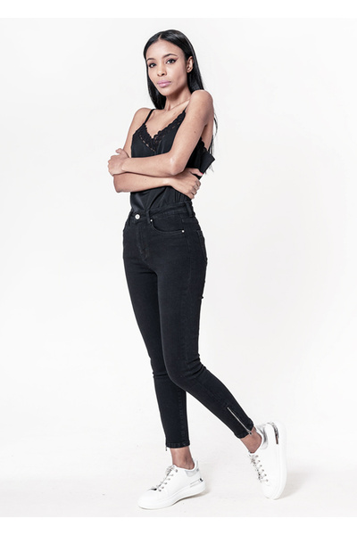 Nina Carter Blugi slim negri pentru femei B-P117-8 M10