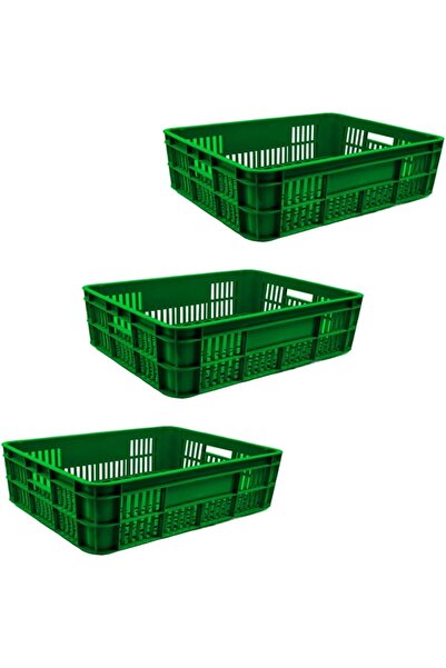 Ethic Solutions 3pcs Bakery Crate BC594517 Stackable Storage Box 590×450×170mm Green