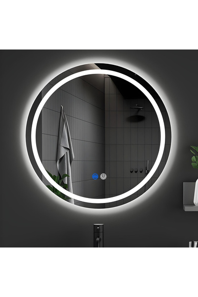 Elindor Oglindă rotundă de perete, anti-aburire, fără ramă, ideală pentru bai...