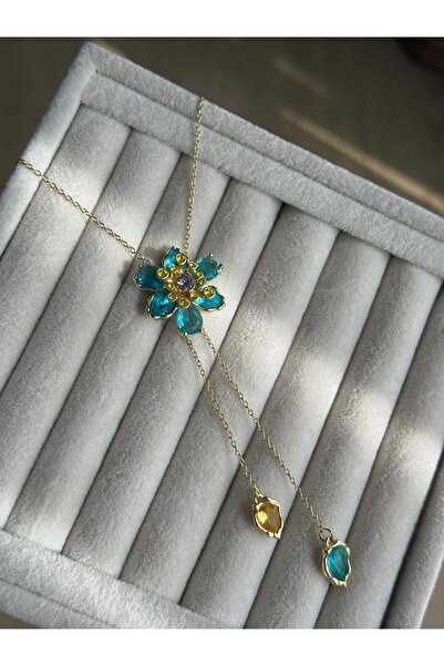 İREM YILDIZ Zarif Mavi Zirkon Taşlı Sallantılı Kolye