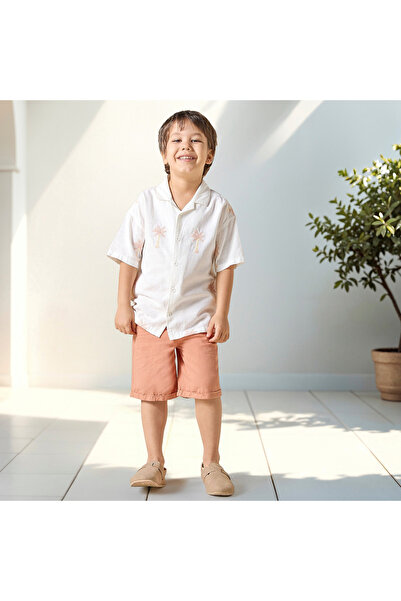 Juniors Solid Shorts with Button Closure and Pockets