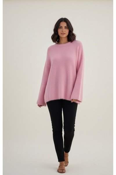 Mutlu City Pulover tricotat din fire de barbă croi relaxat pentru femei 25203