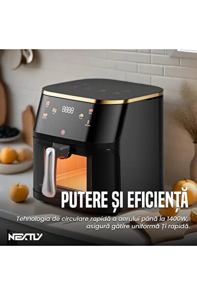 NEXTLY 1400W Air Fryer Set, 10L Capacity, Touch Control, 7 Presets, Black