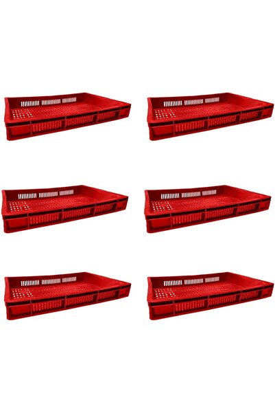 Ethic Solutions صندوق بلاستيكي للطعام مزود بتهوية، 6 قطع، 600×400×80 مم، 19 لترًا، أحمر