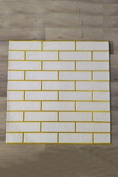 BienHome 70x70cm 0,50M² 3d Duvar Paneli Köpük Gold Beyaz Kendinden Yapışkanlı...