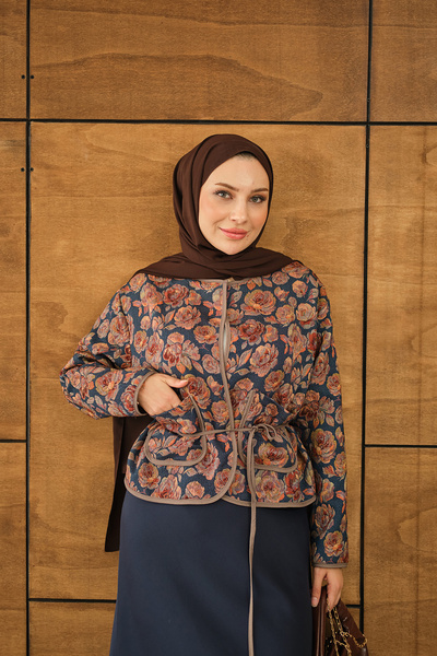 LOCCO Kadın Gül Desen Ceket Kiremit