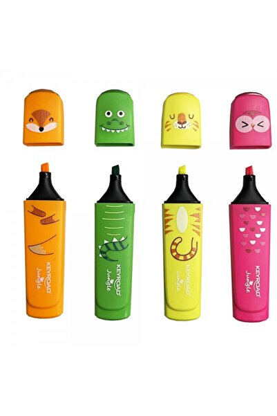 KEYROAD Evidențiatoare Jungle KR972176, vârf strâmt, copii, set de 4 culori f...
