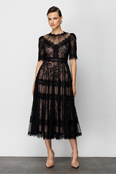 Nefeli Dantel Elbise SİYAH