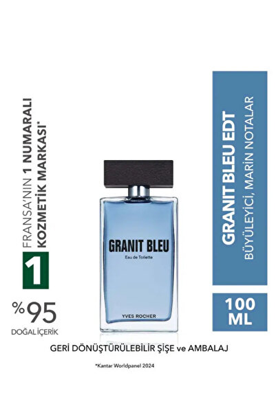Yves Rocher Granit Bleu EDT 100 ml Erkek Parfüm Odunsu Marin Koku Uzun Süre K...