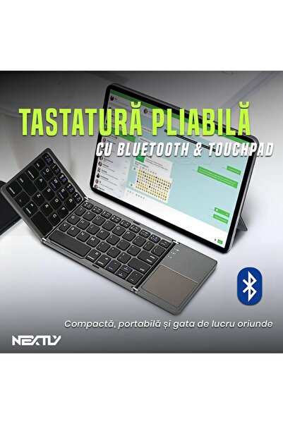 NEXTLY Foldable Bluetooth Keyboard Pro with Integrated Touchpad for Seamless Device Compatibility