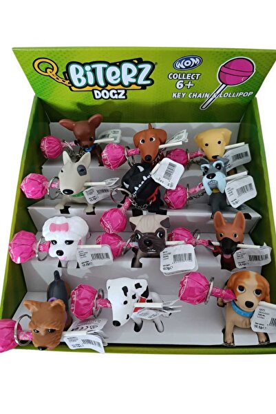 wom Flipperz Biterz DOGZ - DRAGONZ - CATZ Lolipop Şeker ve Figür Anahtarlık 1...