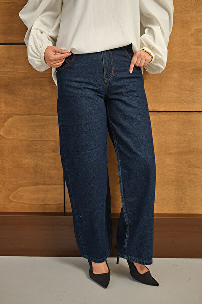 LOCCO Pantaloni de damă din denim cu centură de frânghie, albastru