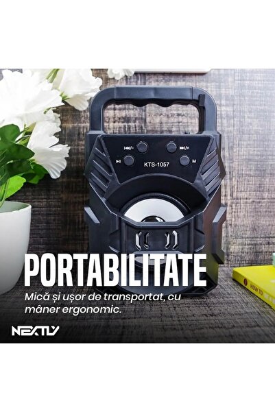 NEXTLY SonicGlow Portable Bluetooth Speaker - 5W, LED, USB/TF, Black