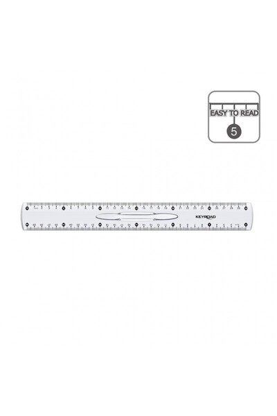 KEYROAD KR971083 Ruler, 30 cm, transparent plastic, with handle
