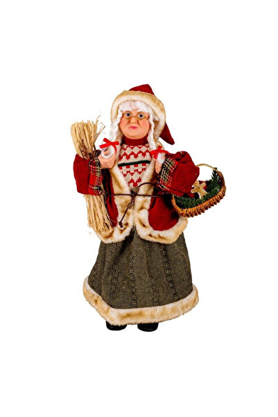 Lumi LUXURY Decoratiune Doamna Mos Craciun cu Cosulet 45cm