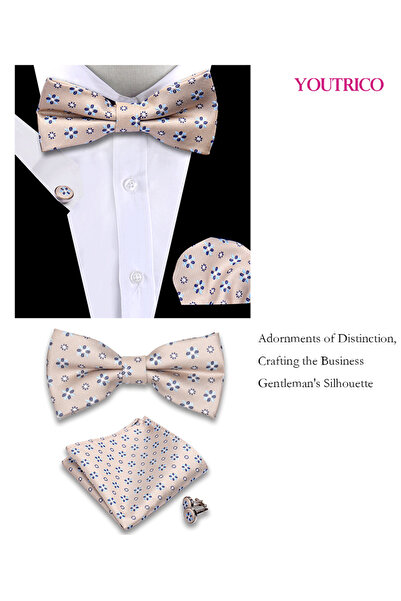 Youtrico طقم من 3 قطع من ربطات العنق والمنديل وأزرار الأكمام (صناعة يدوية) مناسب للحفلات والمناسبات والاحتفالات للرجال/النساء