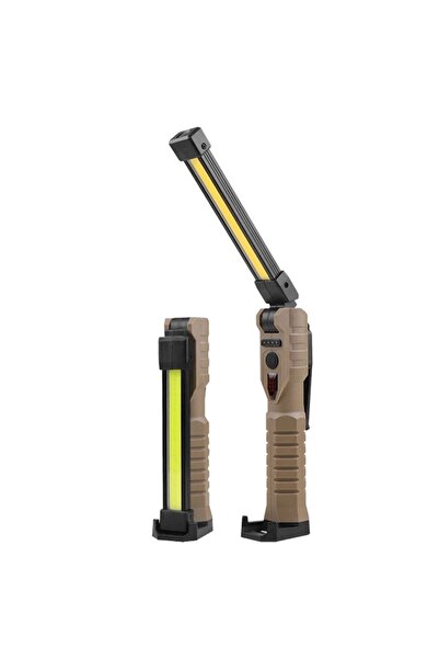 NEXTLY Rechargeable Foldable LED Work Lamp, Magnetic Hook, 180° Light, Powerbank, 450lm, Black