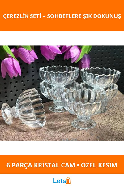 Letsii طقم 6 قطع أنيقة من أوعية تقديم الوجبات الخفيفة المصنوعة من الزجاج الكر...