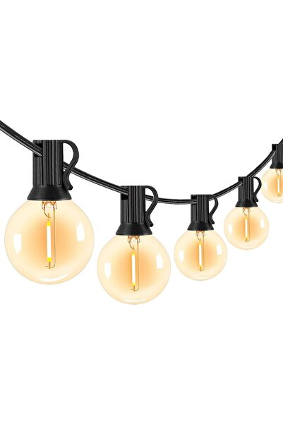 NEXTLY Glowluxe Retro-Style Waterproof String Lights, 8m, 25 Interconnectable Bulbs, Black