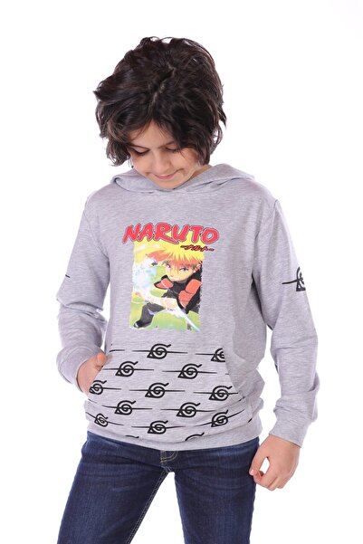 Toontoy Hanorac cu glugă și buzunare, imprimat, pentru băieți, gri, cu croial...
