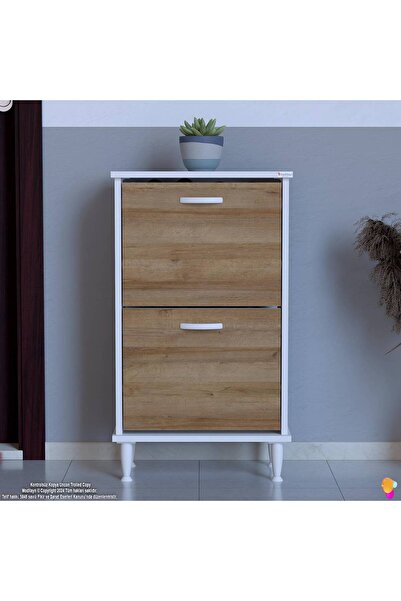 Modilayn UMAY Kapı Önü 52x90x25, 5 cm’ lik 2 Düşer Kapak 4 Göz Bölmeli Ayakkabılık
