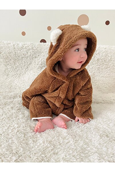 DİVİSTA Unisex Baby Plush Ear Jumpsuit