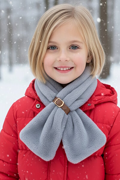 CAŞ DEKORASYON Gray Color Children's Plush Scarf