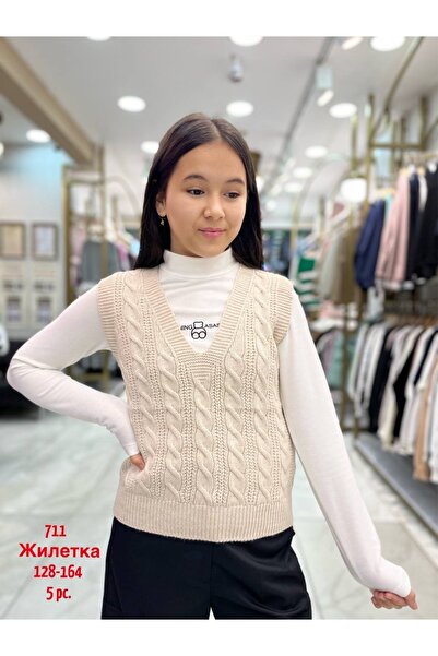 Minimoda Kids Kız Çocuk Saç Örgülü Süveter