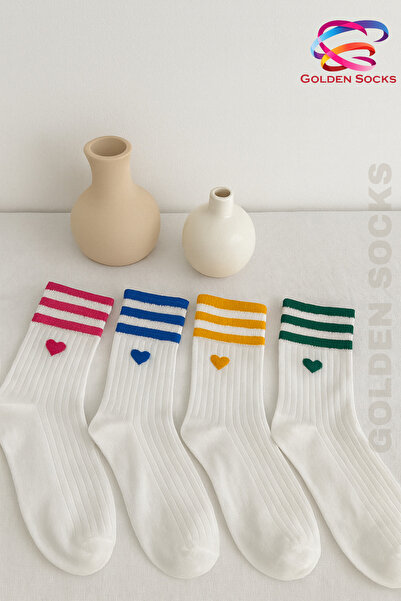 GOLDEN SOCKS Тенис чорапи с сърцевиден мотив, 4 чифта, памук, дамски, цветни,...