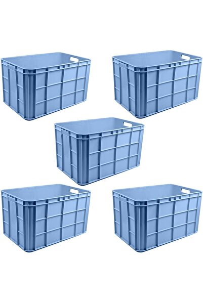Ethic Solutions 5pcs Plastic Fish/Multipurpose Crate Box 600×400×350mm 67L Blue