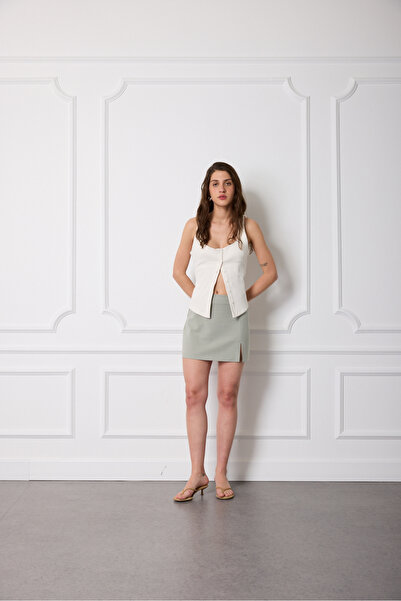 Beyyoglu Yırtmaç Detaylı Mini Etek